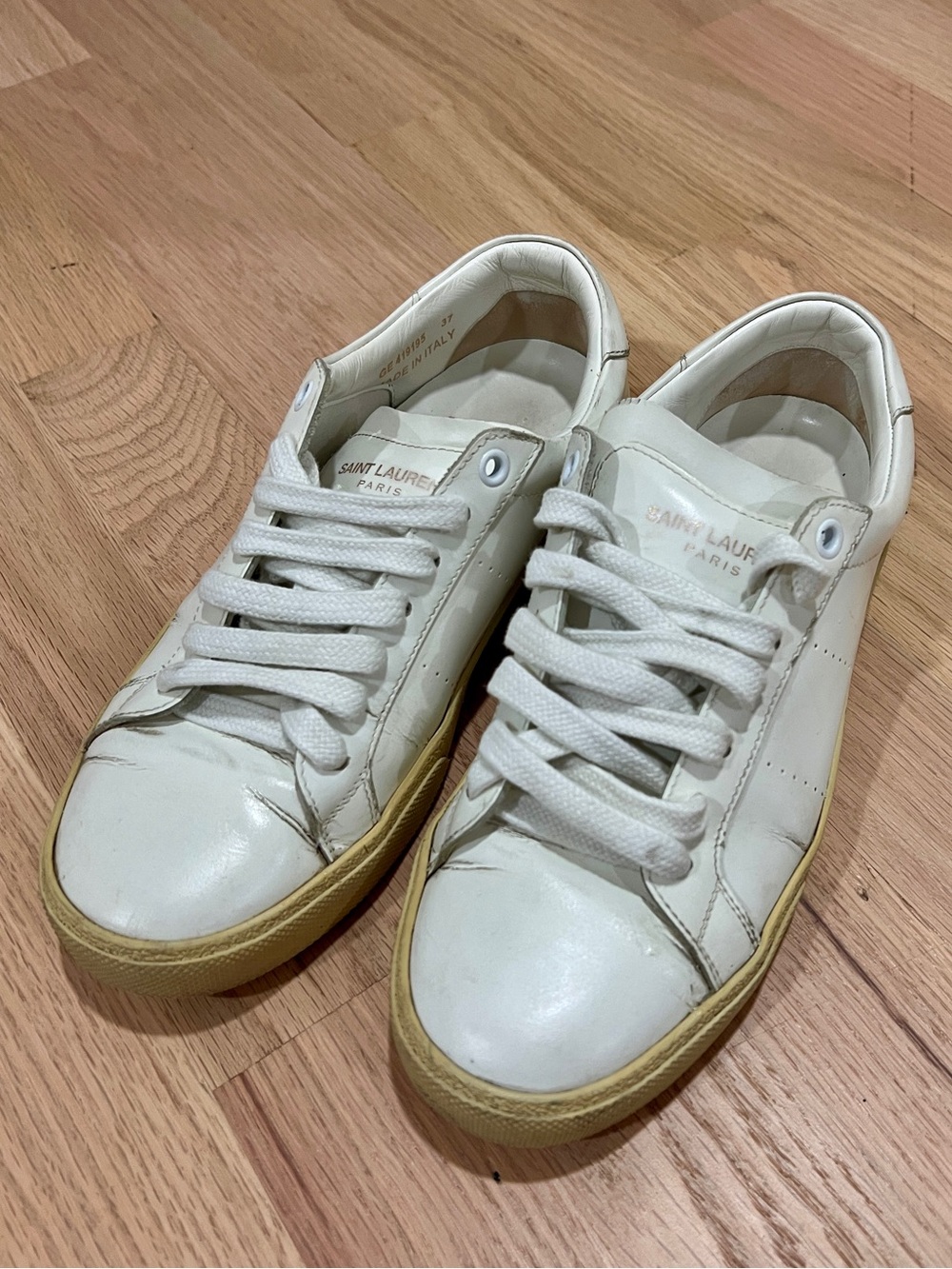 Saint Laurent White Leather Low-Top Sneakers (Size 37)